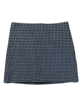 Theory Wool Academia Business Casual High Rise Patterned Navy Office Mini Skirt
